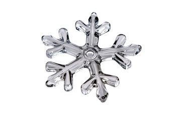 Sticker - 3D glass snowflake with intricate details and frosty edges isolated on transparent background 