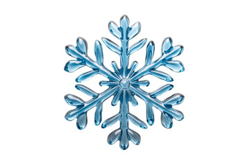 Canvas Print - 3D glass snowflake with intricate details and frosty edges top view isolated on transparent background 