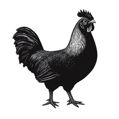 Poster - Detailed black silhouette of a rooster crowing isolated on transparent background 