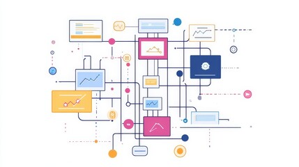 Wall Mural - Git flow software development process workflow with branching and release versions