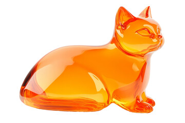 Poster - Gleaming 3D glass cat with faint Halloween design isolated on transparent background 