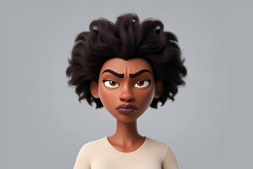 3D animated portrait of a angry woman