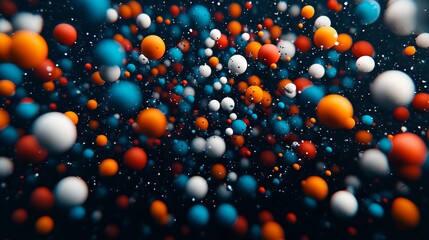 Sticker - A bunch of orange and blue spheres floating in the air