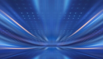 Wall Mural - Abstraction with rays and neon. Futuristic empty stage.