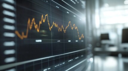 Leinwandbilder - High-resolution close-up of a financial graph with clear indicators and labels, set in a sleek office environment with minimal distractions
