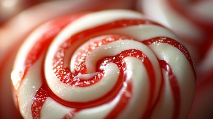 Leinwandbilder - Macro shot of a colorful candy cane, highlighting its spiral patterns and vivid red and white stripes