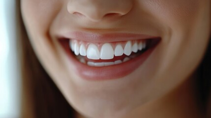 Sticker - Close up of a woman's smile with perfect white teeth.