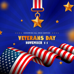 Flat background for usa veterans day holiday