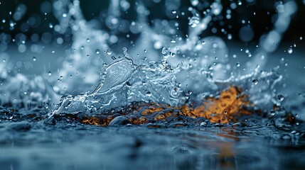 Canvas Print - Water Splash: Close Up Photography of Raindrops