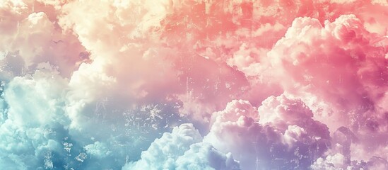 Poster - fantasy cloudy sky featuring a pastel gradient and grunge texture abstract nature background. Copy space image. Place for adding text and design
