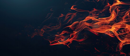 Sticker - Orange fire flames on a dark background with copyspace