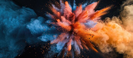 Poster - Abstract powder explosion on a black background. Copy space image. Place for adding text and design