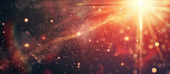 Wall Mural - star with lens flare. copy space image. place for adding text and design