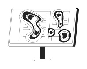 Fototapete - Computer screen heatmap black and white 2D line object. Eye tracking heat map monitor desktop isolated vector outline item. Visual attention. Neuromarketing monochromatic flat spot illustration
