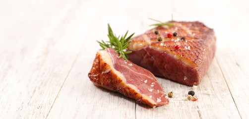 Sticker - grilled duck breast and seasoning