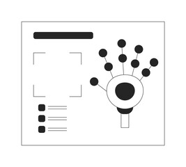 Wall Mural - Handprint biometrics black and white 2D line object. Scanning palm interface isolated vector outline item. Authorization identity identification. Scanner access monochromatic flat spot illustration