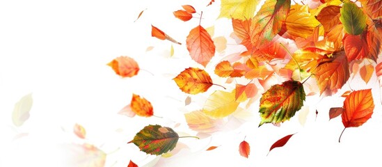 Wall Mural - Autumn leaves on a white background showcase the vibrant colors of the season The hues are bright rich and beautiful as if nature aims to saturate you with color giving you a chance to prepare in adv