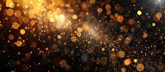 Poster - Black background featuring golden glittering lights bokeh Abstract defocused design High quality image. Copy space image. Place for adding text and design