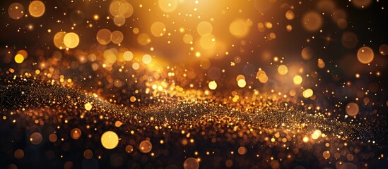 Canvas Print - Gold bokeh glitter background with copy space