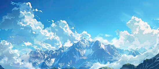 Poster - Mountain landscape at high altitude beneath a blue sky. Copy space image. Place for adding text and design