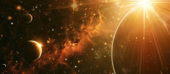 Wall Mural - star with lens flare. copy space image. place for adding text and design