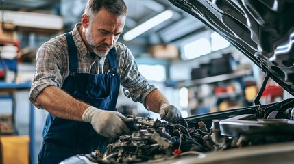 Dedicated Automotive Mechanic: Precision Engine Tuning in a Well-Equipped Garage