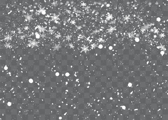Wall Mural - Christmas snow. Falling snowflakes on a dark background. Snowfall.