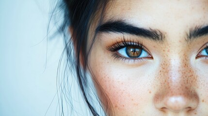 Canvas Print - Closeup of a woman's eye with freckles.