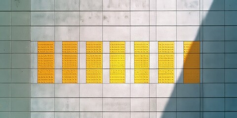 Sticker - Yellow Tactile Tiles on a Concrete Wall