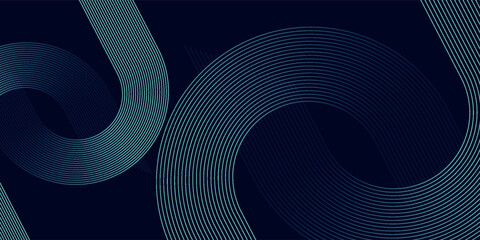 Modern dark blue abstract horizontal banner background with glowing geometric lines. Suitable for cover, brochure, presentation, flyer. vector, eps10.