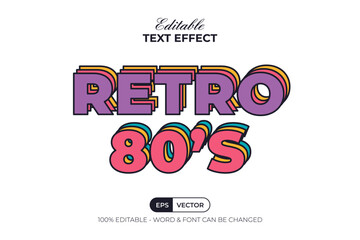 Poster - text effect retro 80's layered color style. editable text effect.