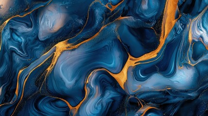 Wall Mural - Abstract blue & gold art