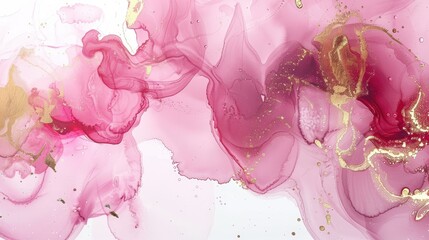 Wall Mural - Pink & Gold Abstract Art