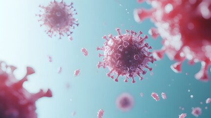 Aufkleber - Conceptual image of flu virus transmission through the air with a clear background providing ample space for additional text or copy  The image has a clean scientific theme suitable for medical