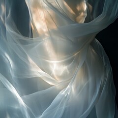 Poster - A serene image showcasing semi-transparent white fabric illuminated from behind, creating an ambiance of softness and warmth, which brings to mind feelings of comfort and coziness.