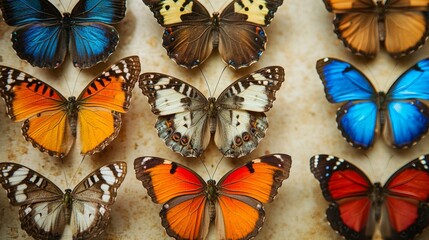 Wall Mural - Colorful Butterfly Collection   Tropical Insect Wings Closeup