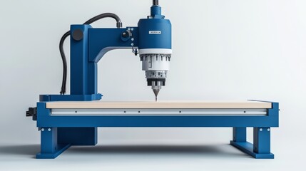 Poster - Light gray background with modern industrial machine with robotic arm.