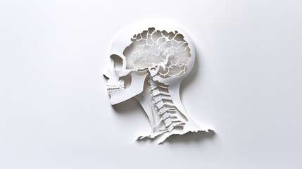 Poster - A detailed paper cutout of a human skeleton with labeled bones showcasing the educational aspect of anatomy and healthcare Stock Photo with copy space