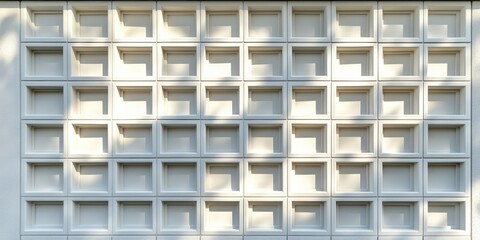 Poster - white wall with square pattern and shadows