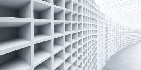 Poster - abstract architecture, white grid wall