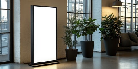 Canvas Print - Blank Sign in a Modern Lobby