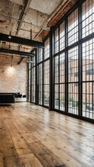 Poster - A spacious, modern industrial-style loft with large windows