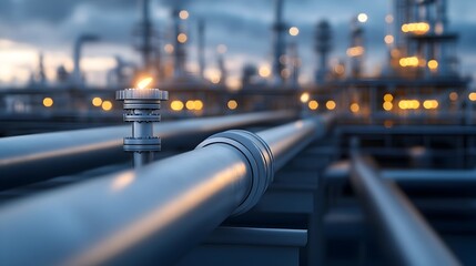 Poster - essential steel pipeline transporting materials in oil and gas chemical factory