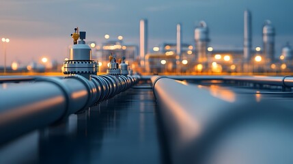 Poster - steel pipeline transporting materials in oil and gas chemical factory