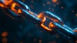© arhendrix - Close-up macro shot of a glowing heated metal chain link, symbolizing strength, connection, and metallurgy against a dark background.