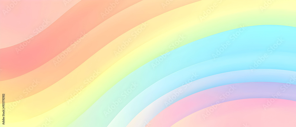 A flat vector illustration of a rainbow background in soft pastel ...