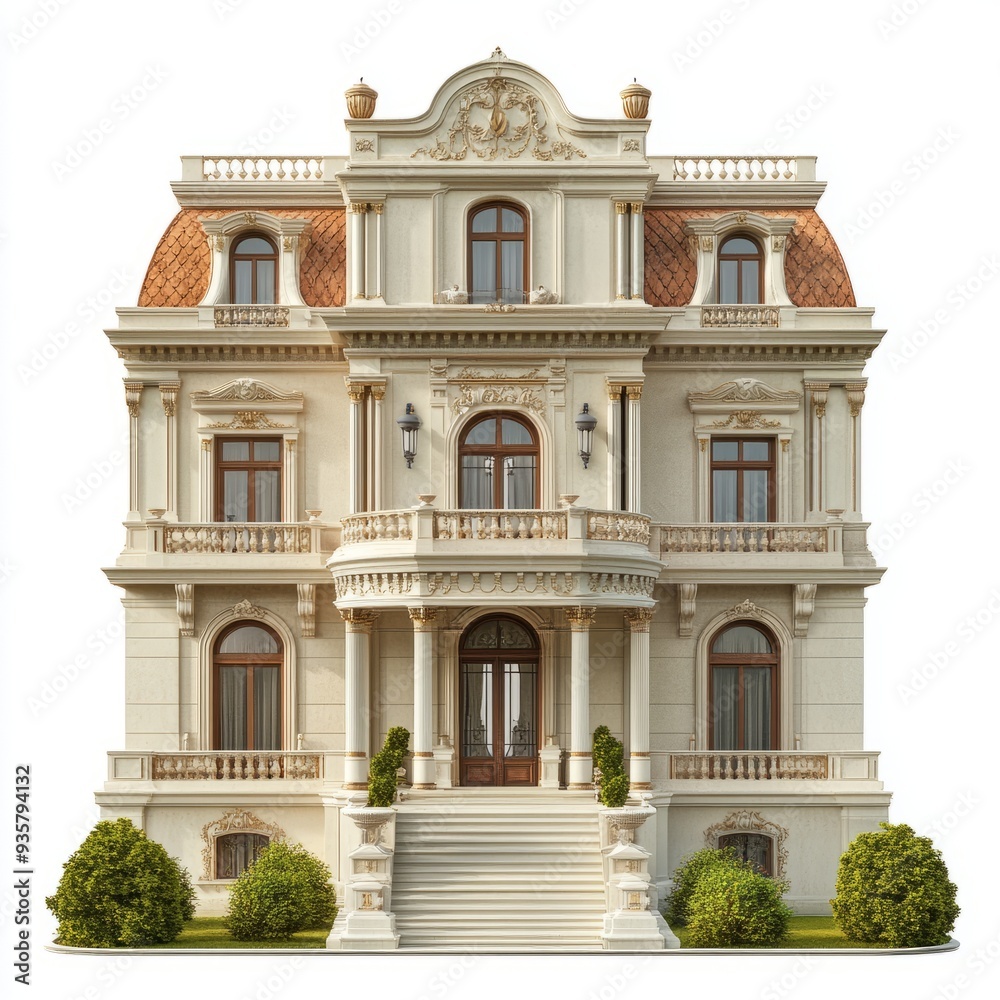 Photorealistic Beaux-Arts House: Classical Architecture Render 3D Model ...