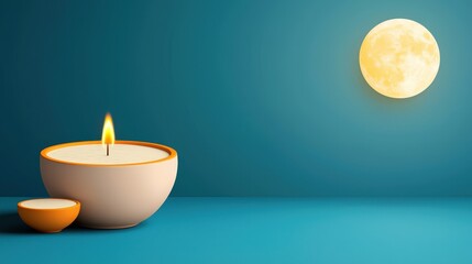 Wall Mural - A close-up of a traditional bowl of kheer placed under the full moon symbolizing the rituals of Sharad Purnima