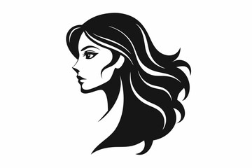 Wall Mural - Silhouette of beautiful girl in profile with long hair