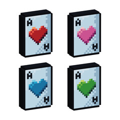Poster - Isometric Pixel art 3d of Ace card icon for items asset. Card icon on pixel bits style.8-bits perfect for game asset,design asset element,app,website, Vector illustration.